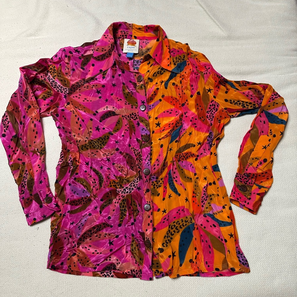 Anthropologie Pink and Orange Patterned Shirt